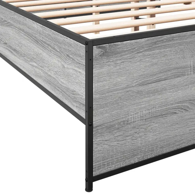 Bedframe met metalen poten en multiplex lattenbodem in grijs sonoma eiken - Bedden & bedframes