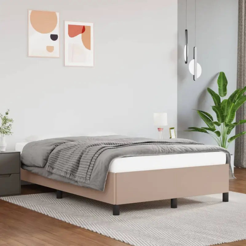 Bedframe met multiplex lattenbodem en duurzaam kunstleer - Cappuccino / 120 x 190 cm / 35 cm - Bedden & bedframes
