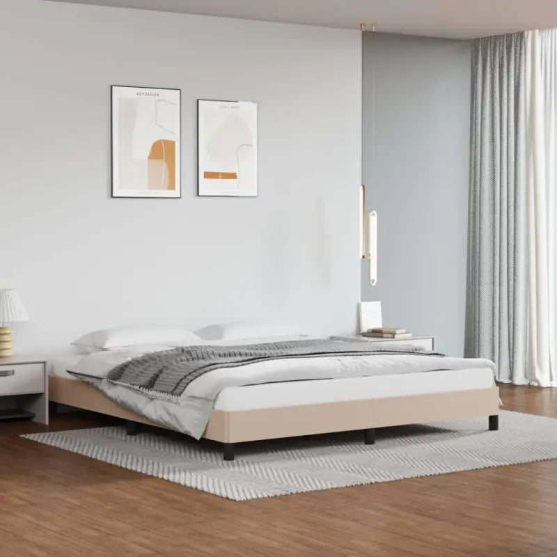 Bedframe met multiplex lattenbodem en duurzaam kunstleer - Cappuccino / 160 x 200 cm / 25 cm - Bedden & bedframes
