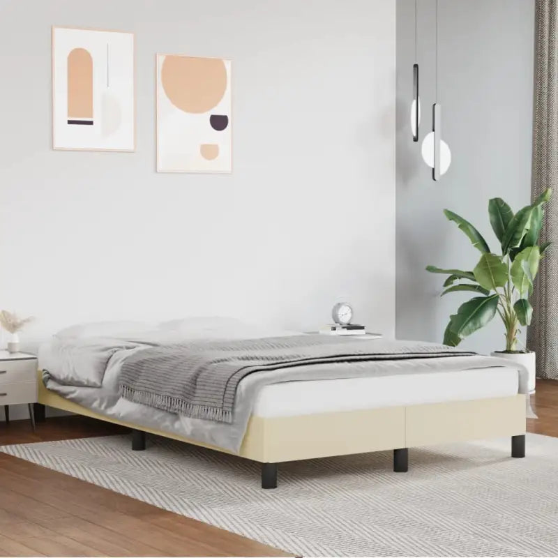 Bedframe met multiplex lattenbodem en duurzaam kunstleer - Crème / 120 x 200 cm / 25 cm - Bedden & bedframes