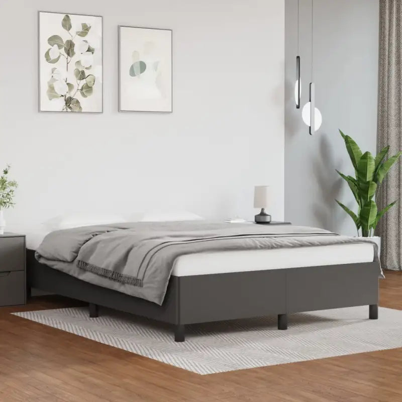Bedframe met multiplex lattenbodem en duurzaam kunstleer - Grijs / 140 x 200 cm / 35 cm - Bedden & bedframes