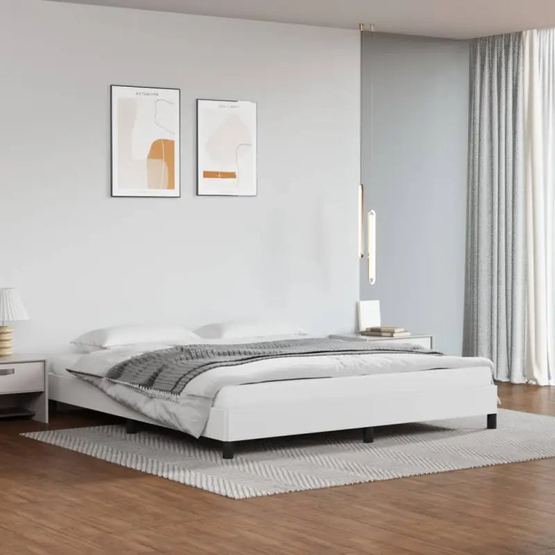 Bedframe met multiplex lattenbodem en duurzaam kunstleer - Wit / 160 x 200 cm / 25 cm - Bedden & bedframes