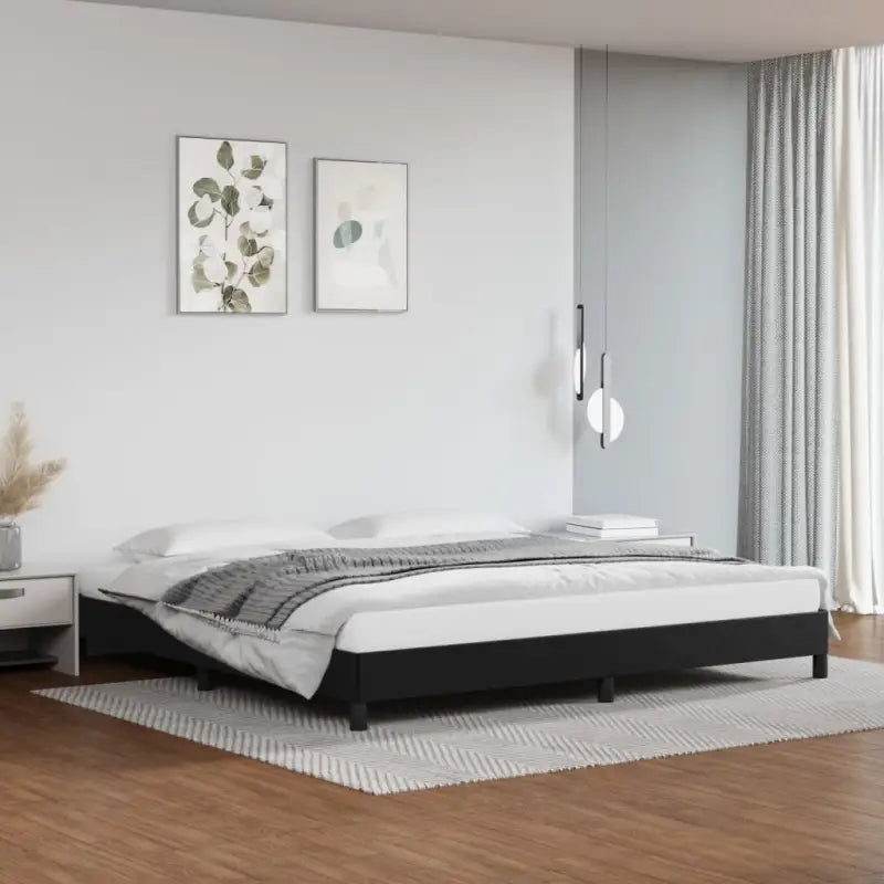 Bedframe met multiplex lattenbodem en duurzaam kunstleer - Zwart / 200 x 200 cm / 25 cm - Bedden & bedframes