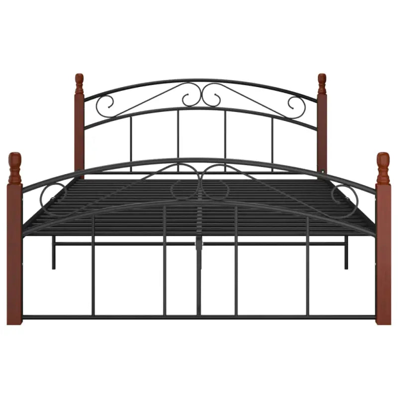 Bedframe van massief eikenhout en gepoedercoat metaal voor warme slaapkamer - Bedden & bedframes