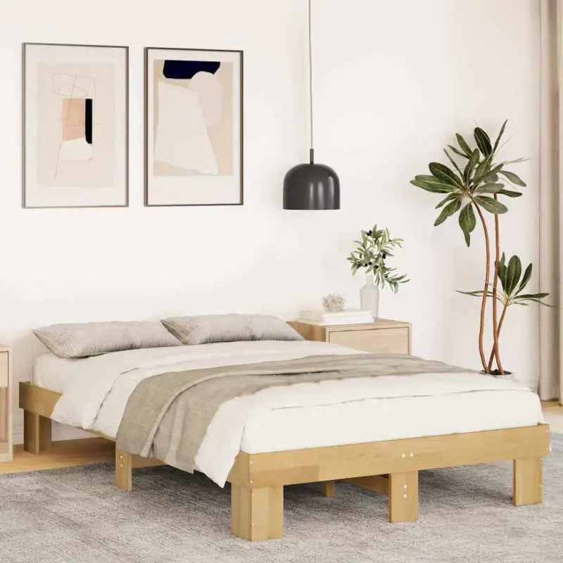 Bedframe van massief eikenhout met extra opbergruimte - 120 x 190 cm - Bedden & bedframes