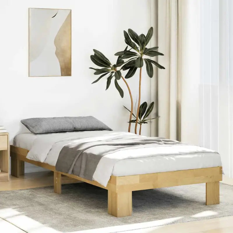 Bedframe van massief eikenhout met extra opbergruimte - 75 x 190 cm - Bedden & bedframes