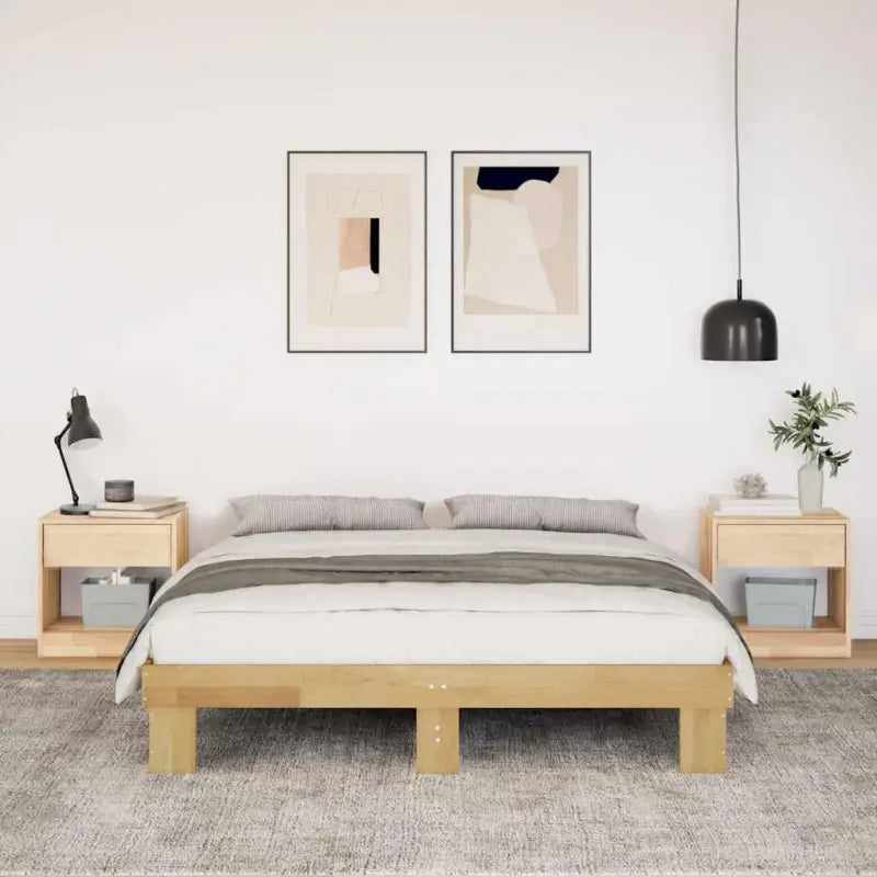 Bedframe van massief eikenhout met extra opbergruimte - Bedden & bedframes