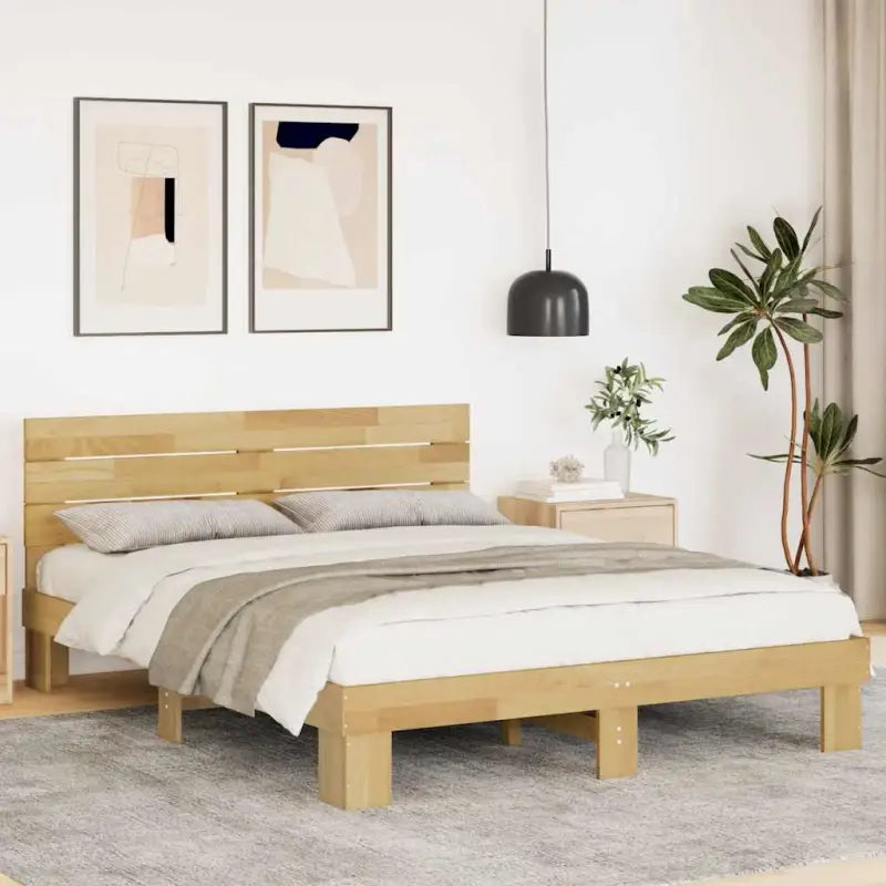 Bedframe van massief eikenhout met extra opbergruimte voor een goede nachtrust - 150 x 200 cm - Bedden & bedframes