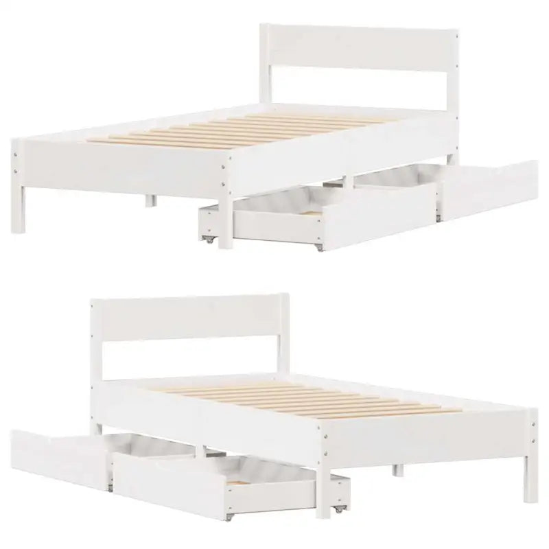 Bedframe van massief grenenhout in wit materiaal voor een goede nachtrust - Bedden & bedframes