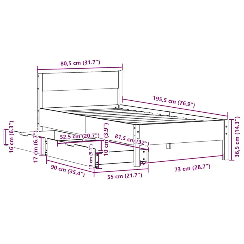 Bedframe van massief grenenhout in wit materiaal voor een goede nachtrust - Bedden & bedframes