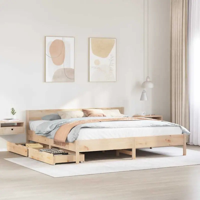 Bedframe van massief grenenhout in wit materiaal voor een goede nachtrust - Naturel / 160 x 200 cm - Bedden & bedframes