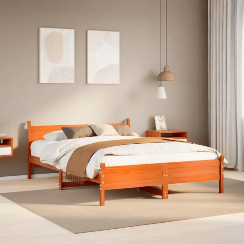 Bedframe van massief grenenhout met extra opbergruimte voor je slaapkamer - Wasbruin / 140 x 190 cm - Bedden & bedframes