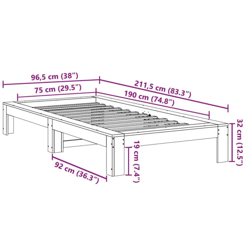 Bedframe van massief grenenhout met extra opbergruimte - Bedden & bedframes