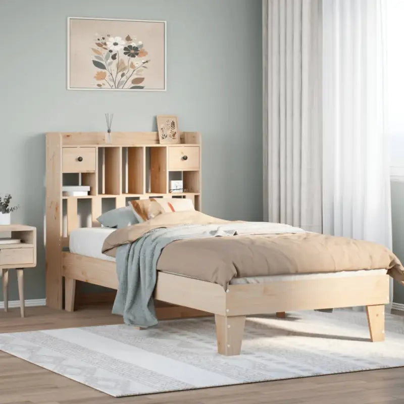 Bedframe van massief grenenhout met extra opbergruimte - Naturel / 100 x 200 cm - Bedden & bedframes