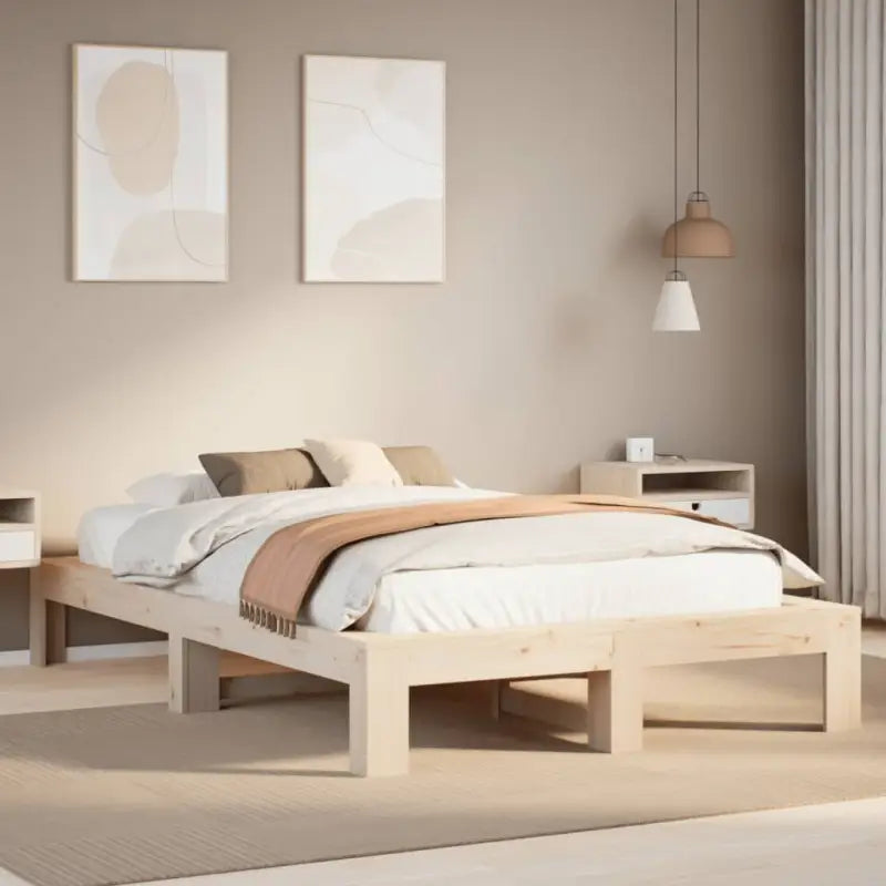 Bedframe van massief grenenhout met extra opbergruimte - Naturel / 120 x 200 cm - Bedden & bedframes