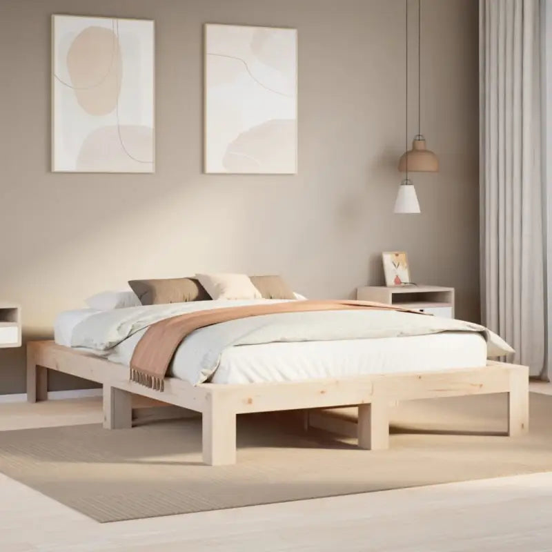 Bedframe van massief grenenhout met extra opbergruimte - Naturel / 140 x 200 cm - Bedden & bedframes