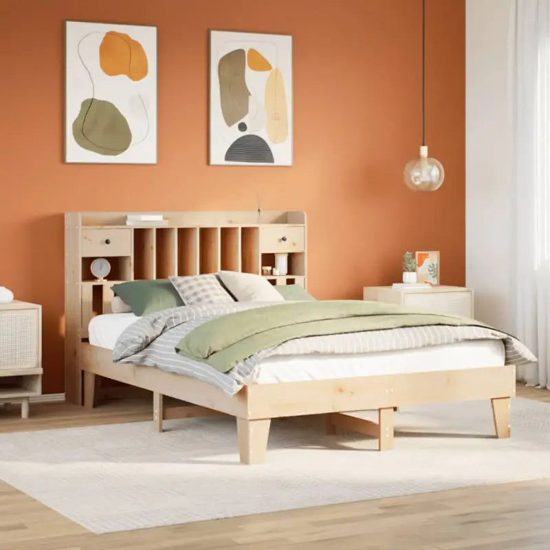 Bedframe van massief grenenhout met extra opbergruimte - Naturel / 150 x 200 cm - Bedden & bedframes