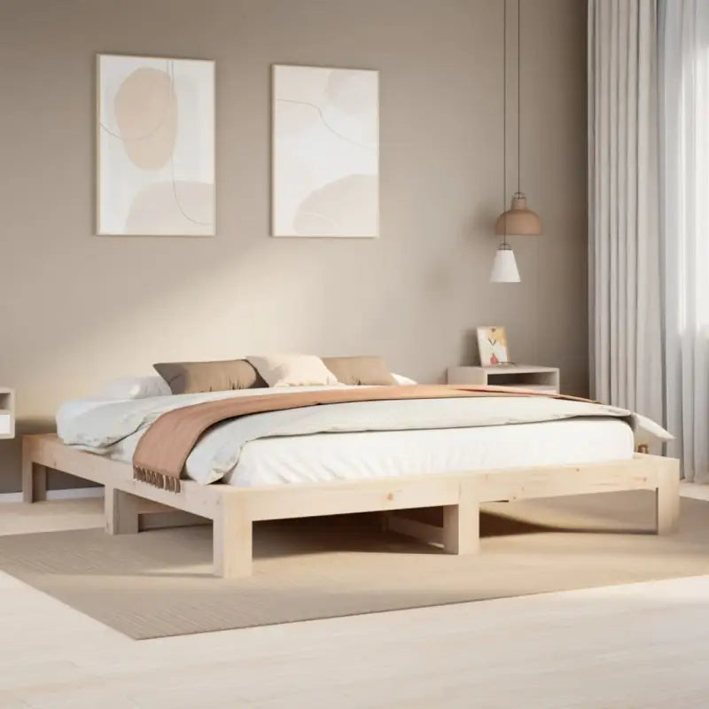 Bedframe van massief grenenhout met extra opbergruimte - Naturel / 180 x 200 cm - Bedden & bedframes