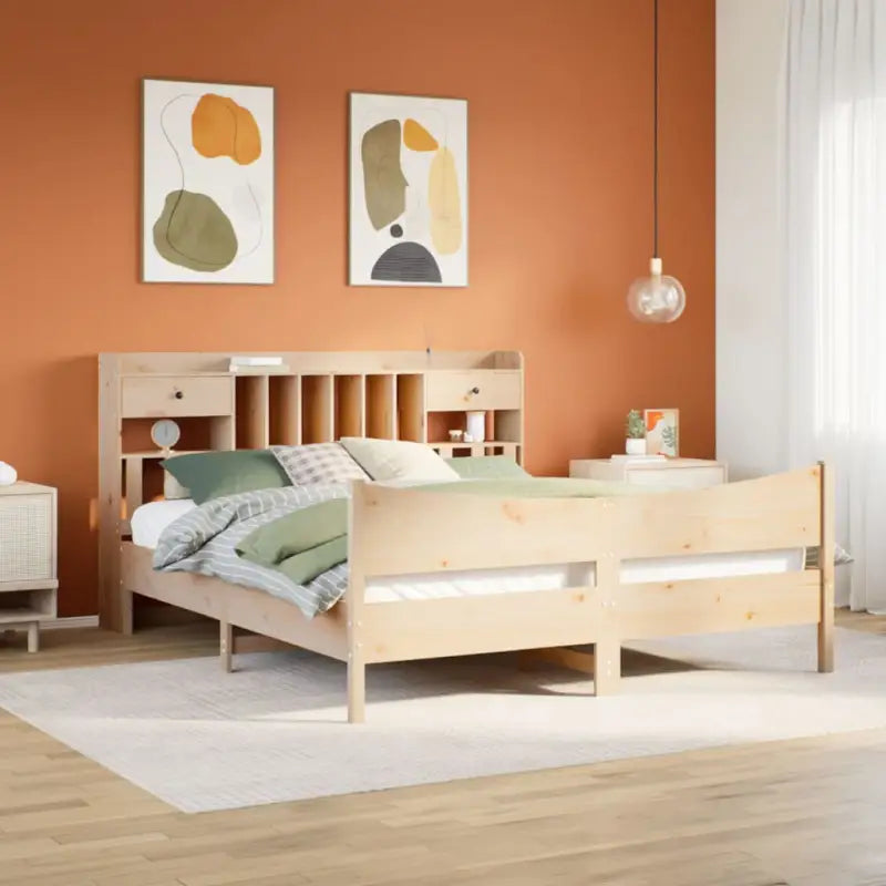 Bedframe van massief grenenhout met extra opbergruimte - Naturel / 200 x 200 cm - Bedden & bedframes