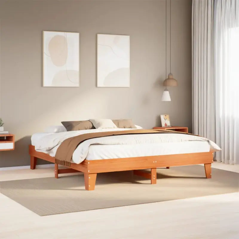 Bedframe van massief grenenhout met extra opbergruimte voor elke slaapkamer - Wasbruin / 180 x 200 cm - Bedden &