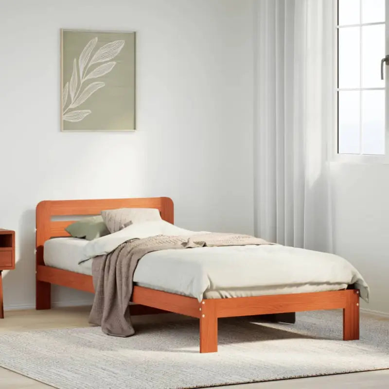 Bedframe van massief grenenhout met extra opbergruimte voor elke slaapkamer - Wasbruin / 100 x 200 cm - Bedden &