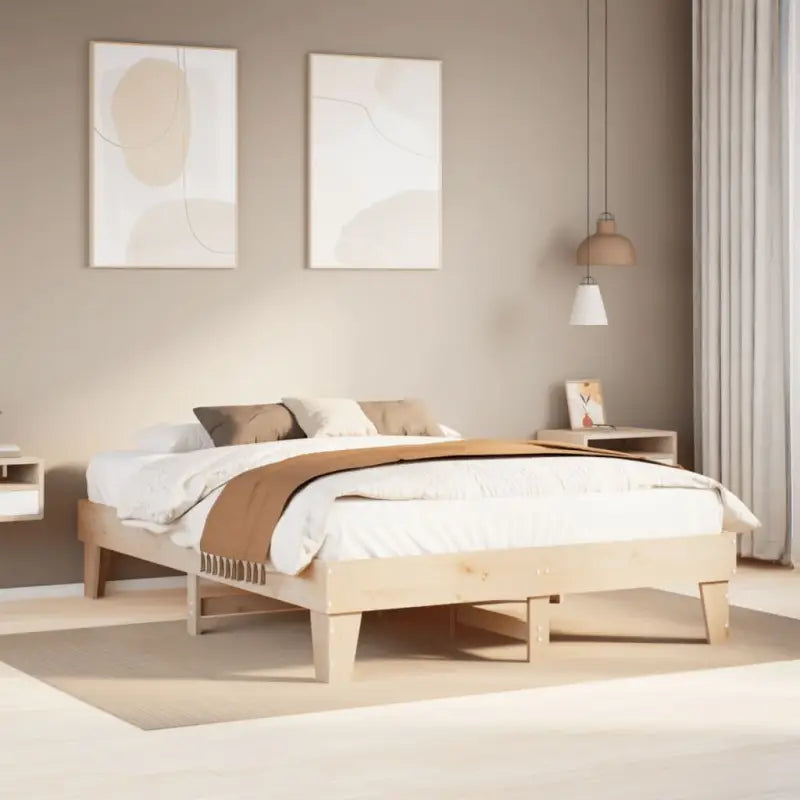 Bedframe van massief grenenhout met extra opbergruimte voor elke slaapkamer - Naturel / 150 x 200 cm - Bedden &