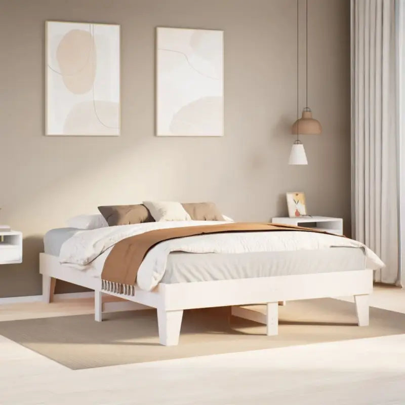 Bedframe van massief grenenhout met extra opbergruimte voor elke slaapkamer - Wit / 140 x 200 cm - Bedden & bedframes