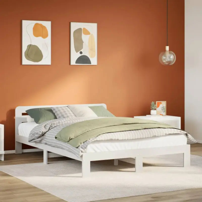 Bedframe van massief grenenhout met extra opbergruimte voor elke slaapkamer - Wit / 150 x 200 cm - Bedden & bedframes