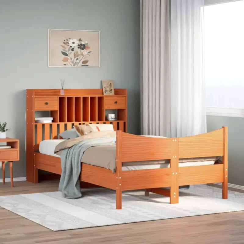 Bedframe van massief grenenhout met extra opbergruimte - Wasbruin / 120 x 200 cm - Bedden & bedframes