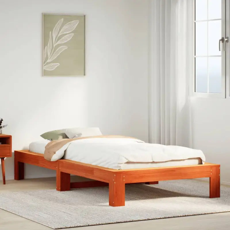 Bedframe van massief grenenhout met extra opbergruimte - Wasbruin / 90 x 200 cm - Bedden & bedframes