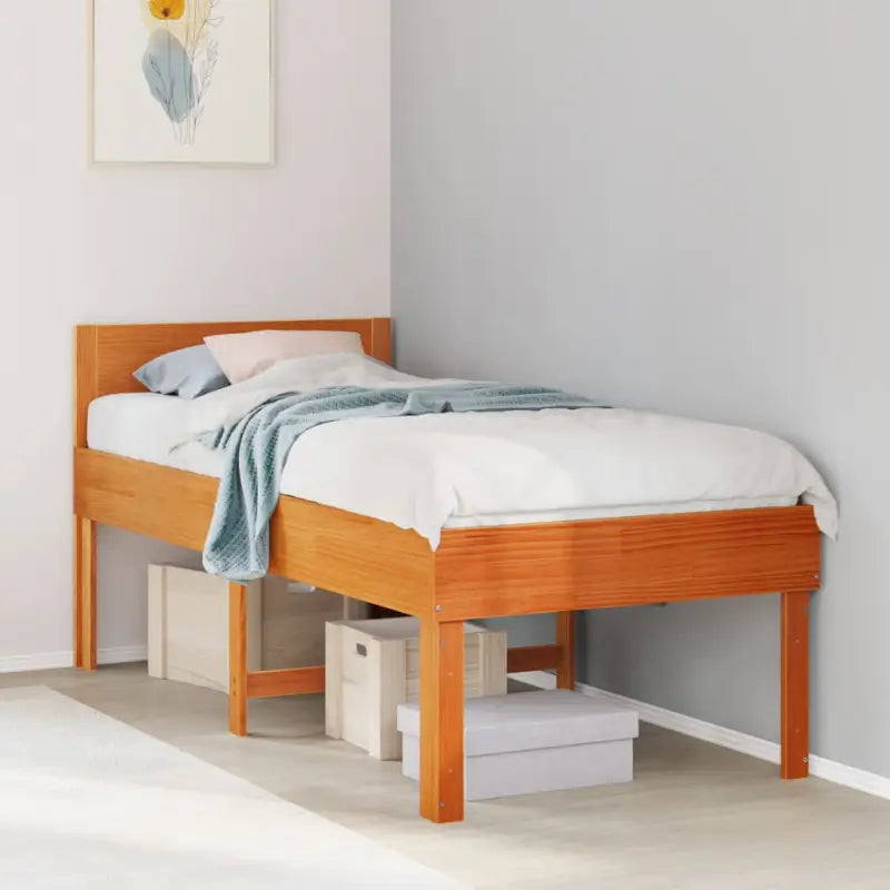 Bedframe van massief grenenhout met extra opbergruimte - Wasbruin / 90 x 190 cm - Bedden & bedframes