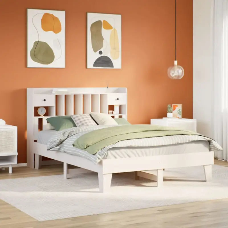 Bedframe van massief grenenhout met extra opbergruimte - Wit / 140 x 190 cm - Bedden & bedframes