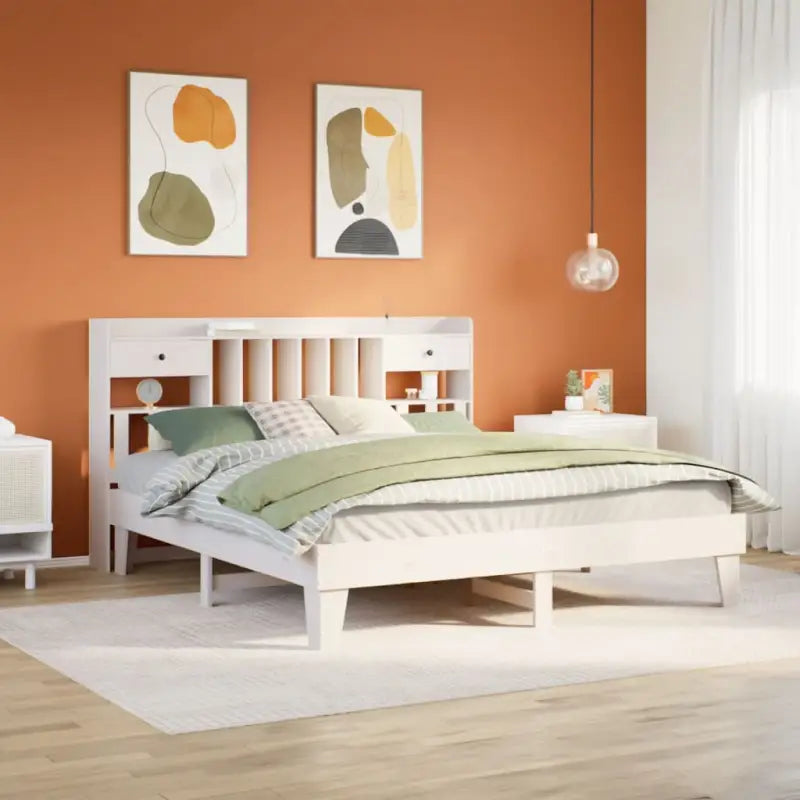 Bedframe van massief grenenhout met extra opbergruimte - Wit / 180 x 200 cm - Bedden & bedframes