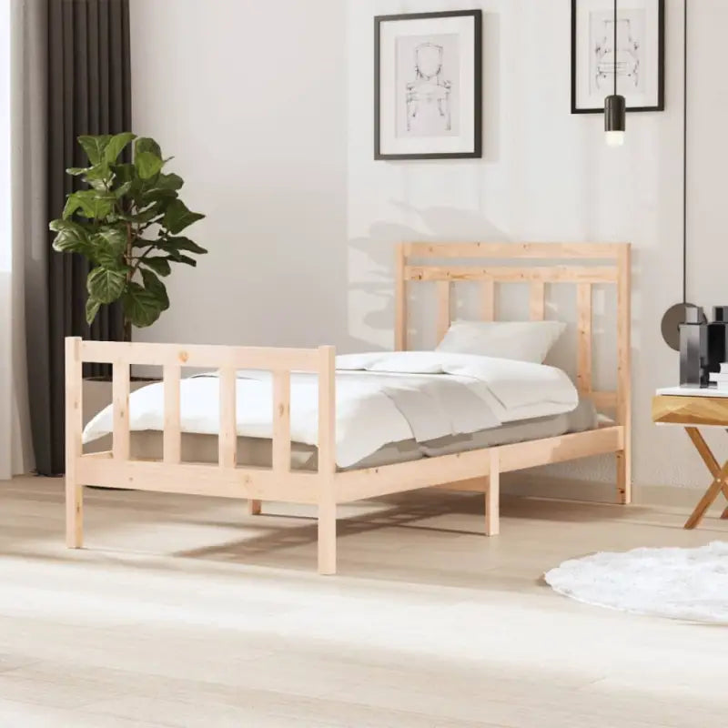 Bedframe van massief grenenhout met tijdloos ontwerp voor de slaapkamer - Naturel / 100 x 200 cm - Bedden & bedframes