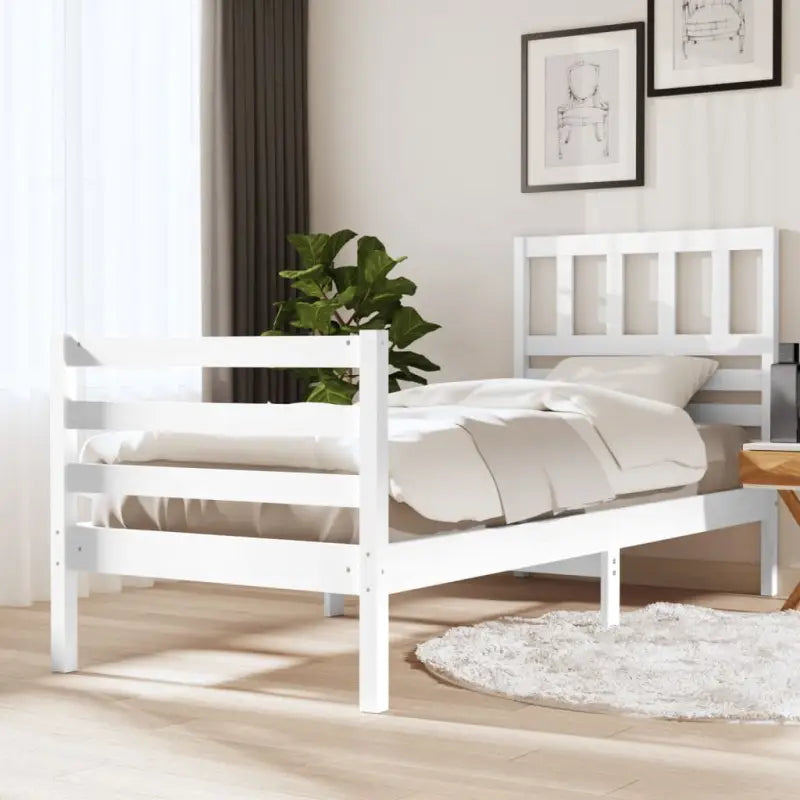 Bedframe van massief grenenhout met tijdloos ontwerp voor slaapkamer - Wit / 75 x 190 cm - Bedden & bedframes