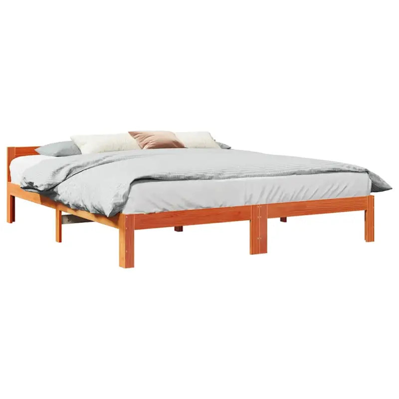 Bedframe van massief grenenhout met voorgeboorde gaten for een stabiele slaapplek - Wasbruin / 160 x 200 cm - Bedden &