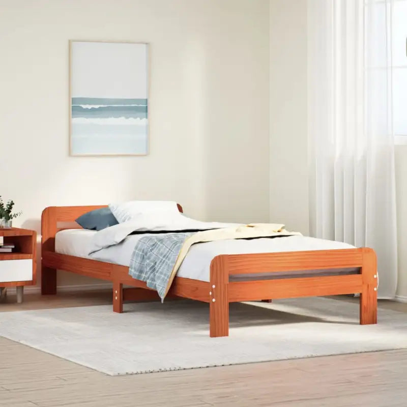Bedframe van massief grenenhout voor een goede nachtrust - Wasbruin / 75 x 190 cm - Bedden & bedframes