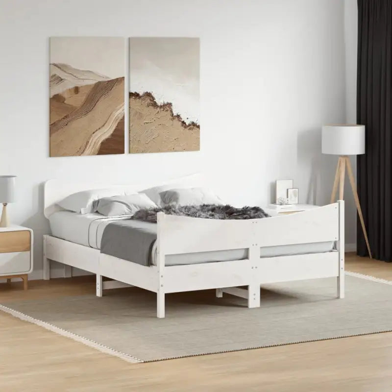 Bedframe van massief grenenhout voor een goede nachtrust - Wit / 140 x 190 cm - Bedden & bedframes
