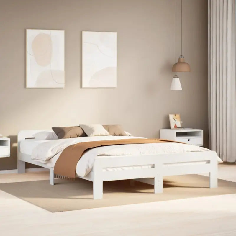 Bedframe van massief grenenhout voor een goede nachtrust - Wit / 160 x 200 cm - Bedden & bedframes