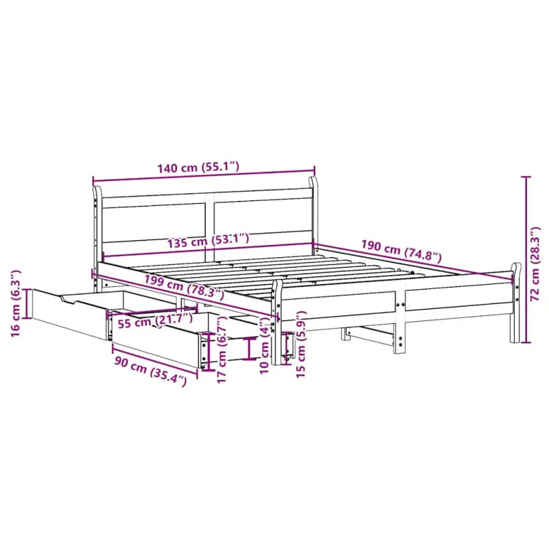 Bedframe van massief grenenhout voor een stabiele en duurzame slaapplaats - Bedden & bedframes