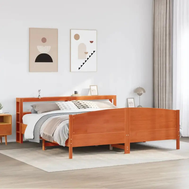 Bedframe van massief grenenhout voor een stabiele en duurzame slaapkamer - Wasbruin / 200 x 200 cm - Bedden & bedframes