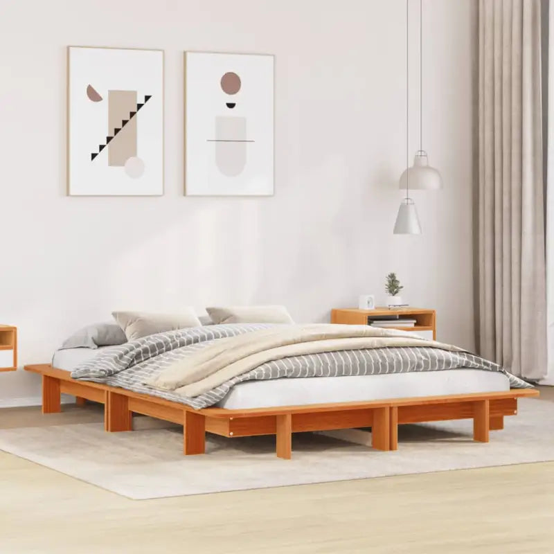 Bedframe van massief grenenhout voor een stabiele en duurzame slaapkamer - Wasbruin / 120 x 190 cm - Bedden & bedframes