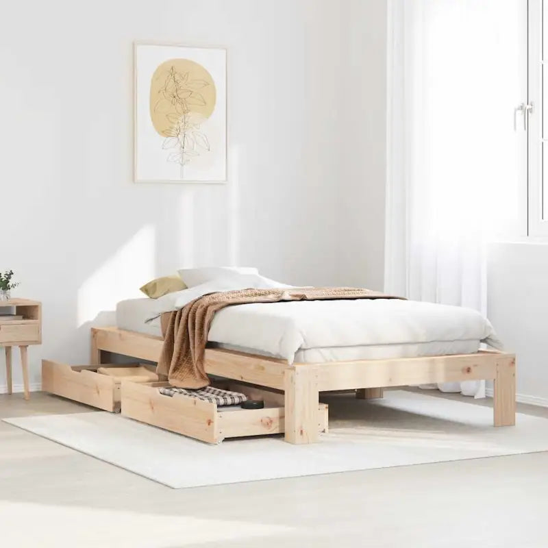 Bedframe van massief grenenhout voor een stabiele nachtrust - Bruin / 90 x 190 cm - Bedden & bedframes