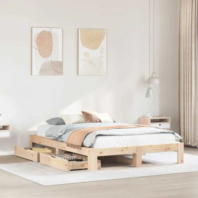 Bedframe van massief grenenhout voor een stabiele nachtrust - Naturel / 150 x 200 cm - Bedden & bedframes