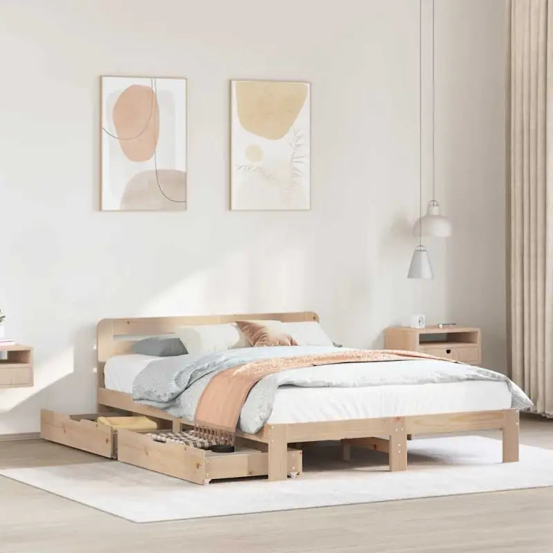 Bedframe van massief grenenhout voor een stabiele nachtrust - Naturel / 135 x 190 cm - Bedden & bedframes