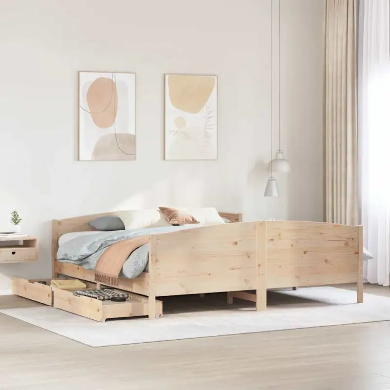 Bedframe van massief grenenhout voor een stabiele nachtrust - Naturel / 200 x 200 cm - Bedden & bedframes