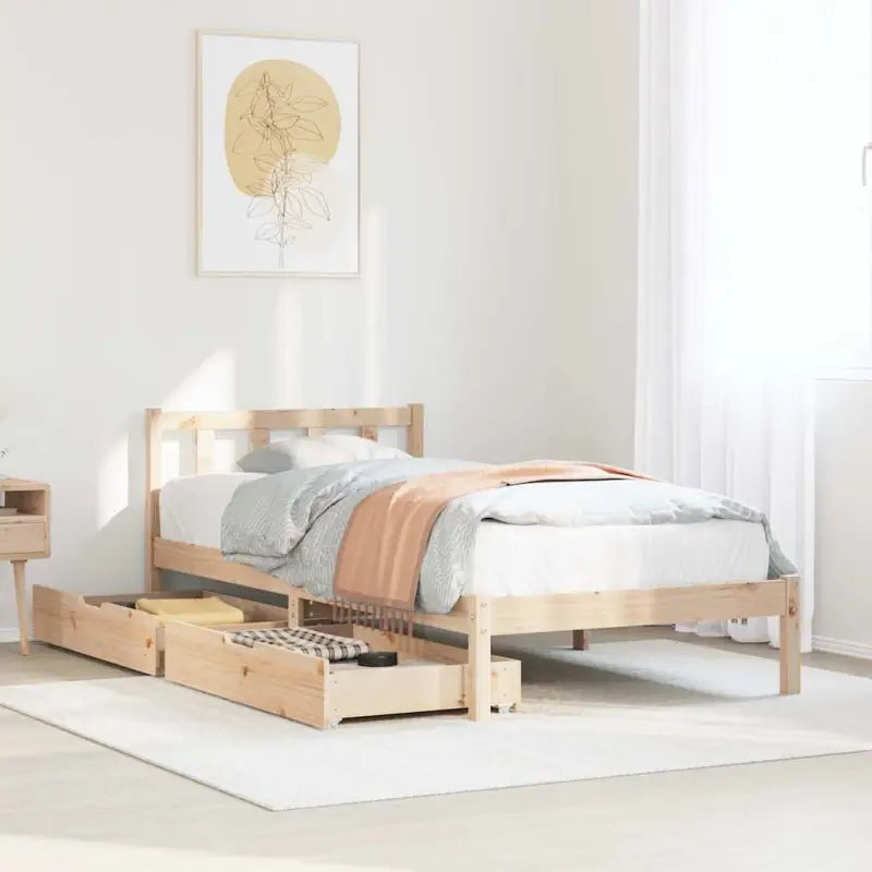 Bedframe van massief grenenhout voor een stabiele nachtrust - Naturel / 100 x 200 cm - Bedden & bedframes
