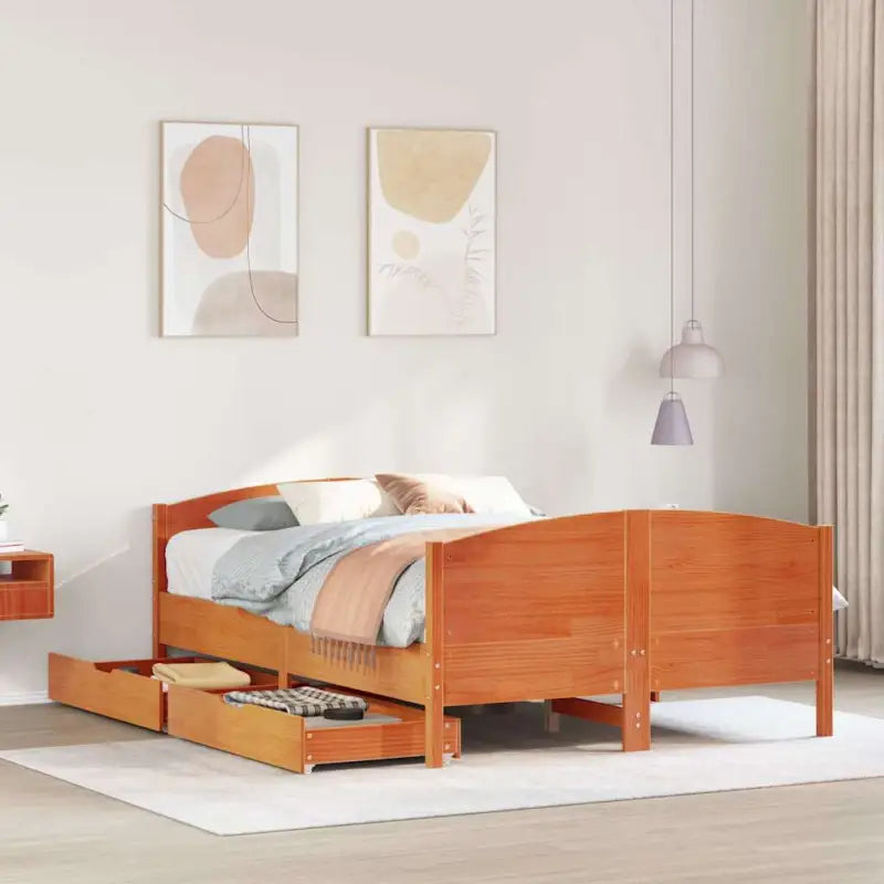 Bedframe van massief grenenhout voor een stabiele nachtrust - Wasbruin / 150 x 200 cm - Bedden & bedframes