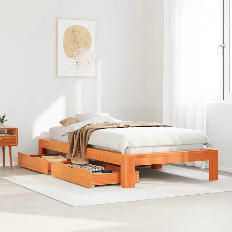 Bedframe van massief grenenhout voor een stabiele nachtrust - Wasbruin / 75 x 190 cm - Bedden & bedframes