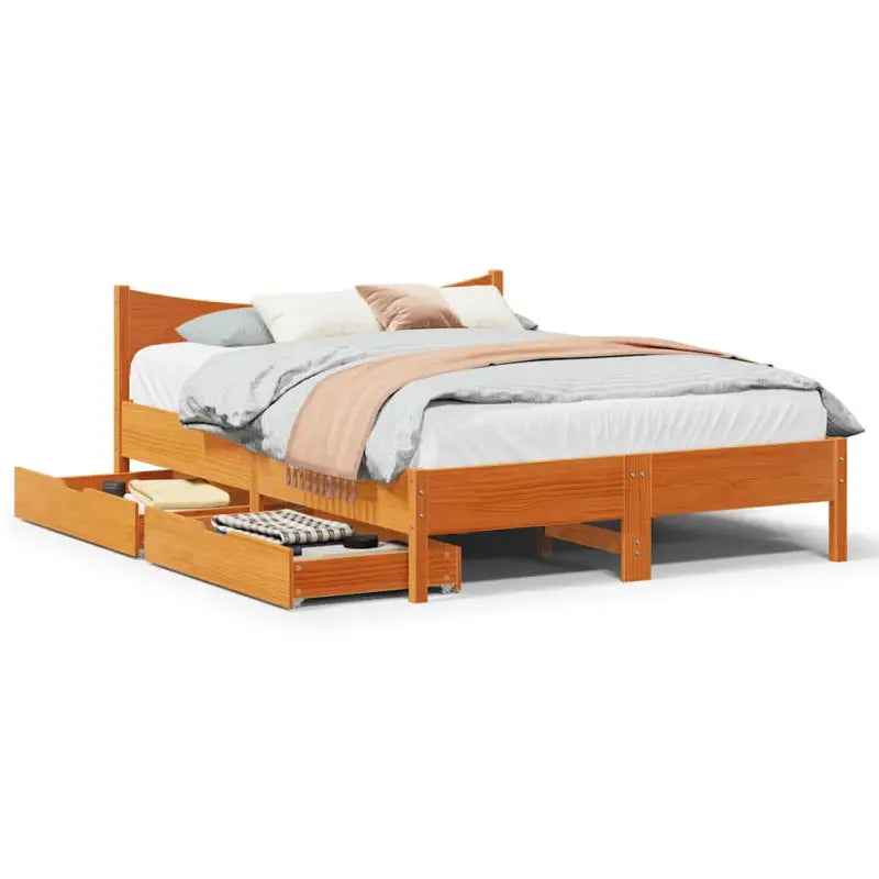 Bedframe van massief grenenhout voor een stabiele nachtrust - Wasbruin / 150 x 200 cm - Bedden & bedframes